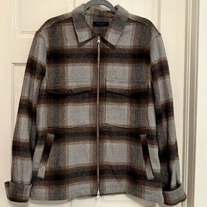 All Saints Gray and Brown Plaid  Jacket